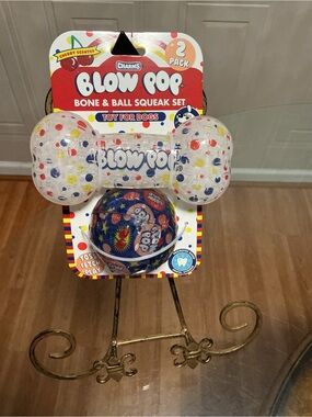 Brand New Charms Blow Pop  Set Of  Ball 3” & Bone 6”   With Loud Squeaker  Set